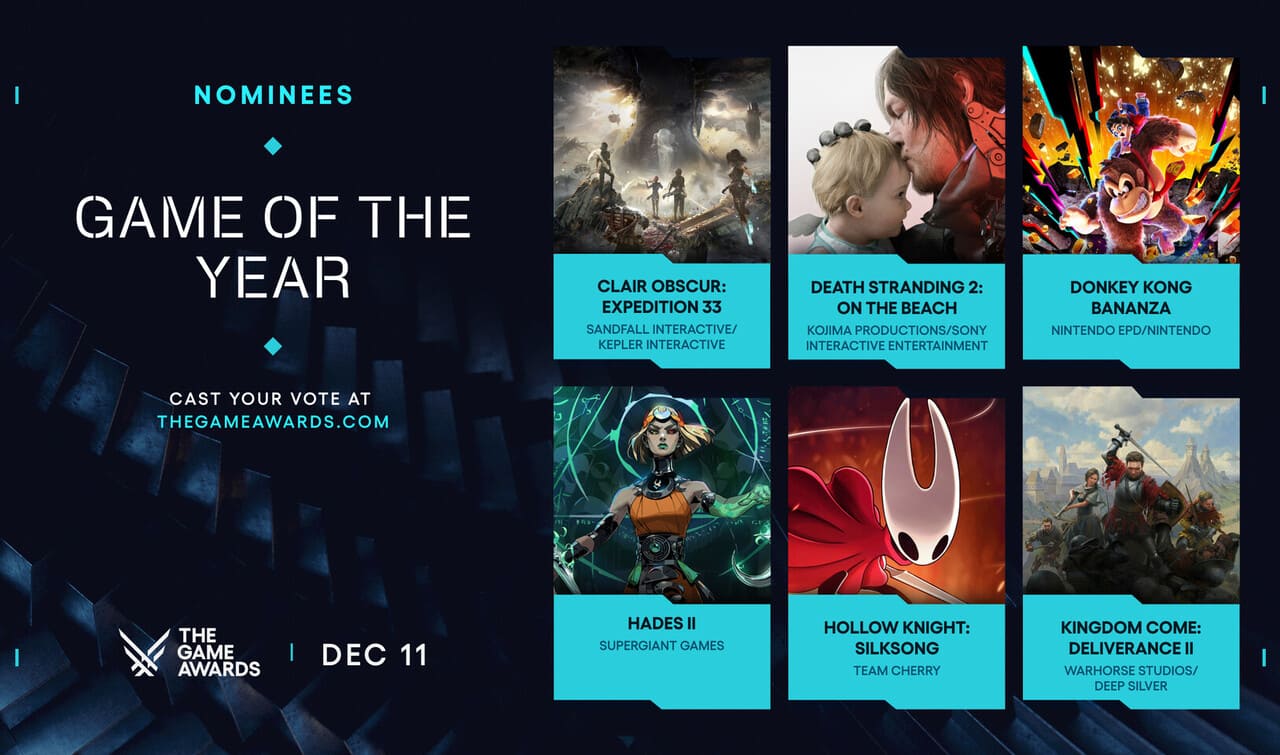 The Game Awards 2025 presenta la lista oficial de nominados tras un año repleto de grandes lanzamientos