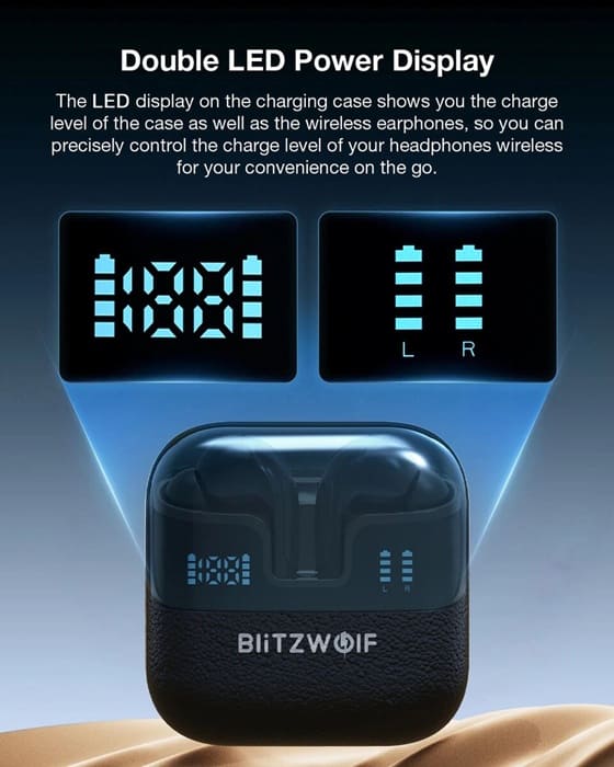 BlitzWolf BW-FYE17: cuatro auriculares inalámbricos por solo 26 dólares con estuche de carga dual
