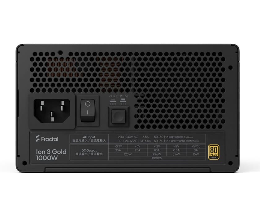 Fractal Design Ion 3 Gold: fuente modular ATX 3.1 con soporte PCIe Gen 5 y hasta 1.000W de potencia estable