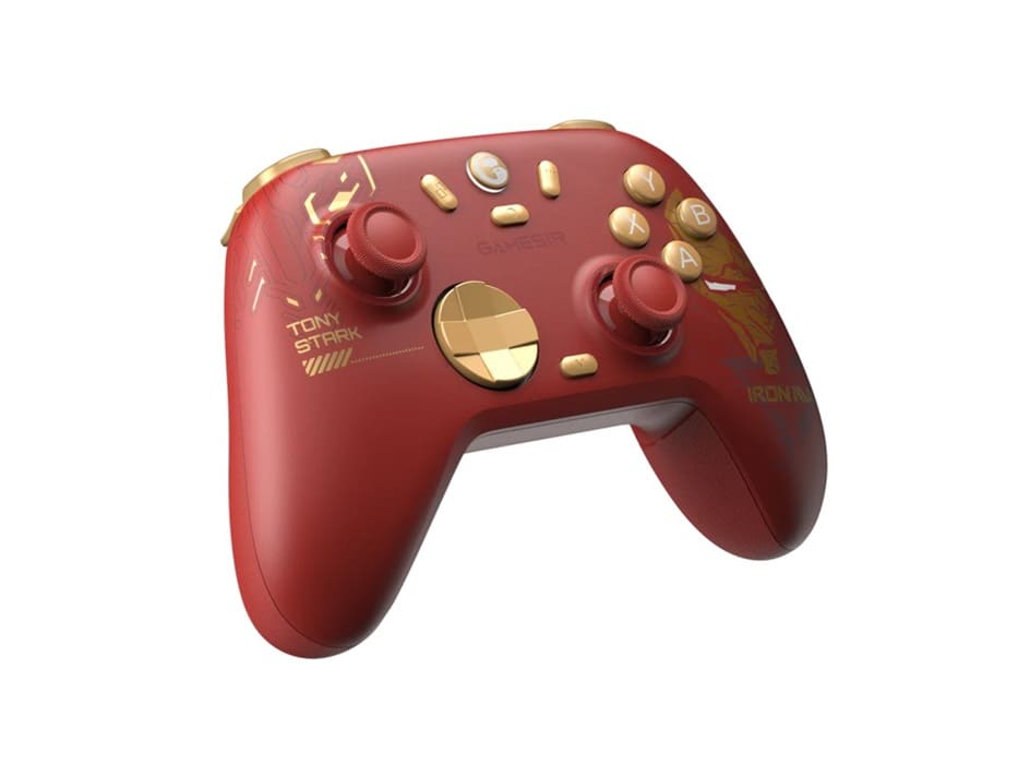 GameSir Nova 2 Lite Iron Man Edition: mando inalámbrico con estética roja y dorada y joysticks Hall Effect