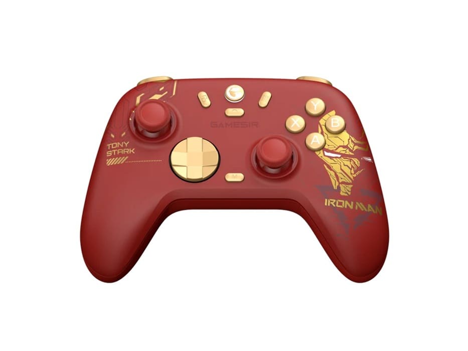 GameSir Nova 2 Lite Iron Man Edition: mando inalámbrico con estética roja y dorada y joysticks Hall Effect