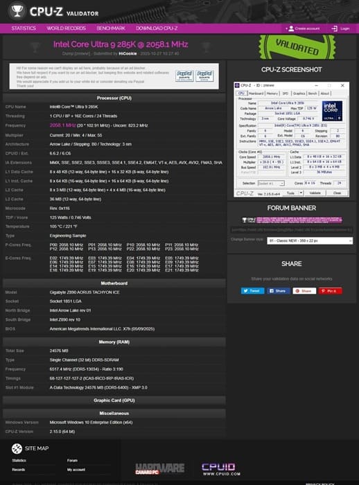 Gigabyte bate un nuevo récord mundial: DDR5 supera los 13.000 MT/s con la Z890 AORUS Tachyon ICE