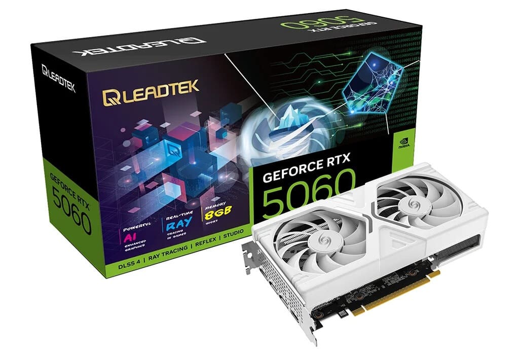 Leadtek WinFast RTX 5060 HURRICANE aparece en la web del fabricante con diseño blanco y 8 GB de VRAM