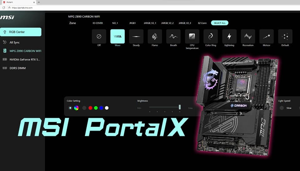 MSI Portal X: nuevo sistema de control ARGB desde el navegador para placas base y GPU sin Mystic Light