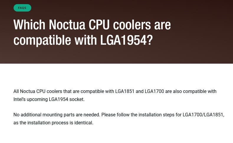 Noctua confirma compatibilidad de sus disipadores con el futuro Socket LGA1954 de Intel