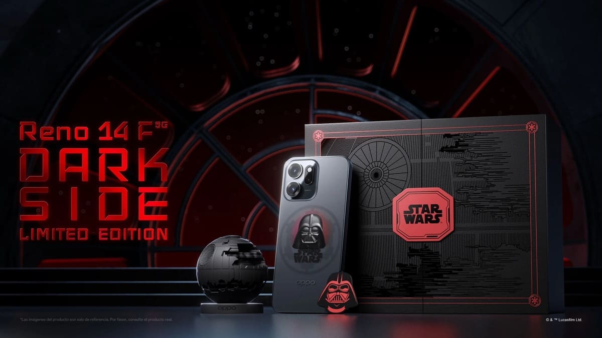 OPPO anuncia el Reno14 F Star Wars Dark Side Edition con diseño exclusivo y temática completa de Darth Vader