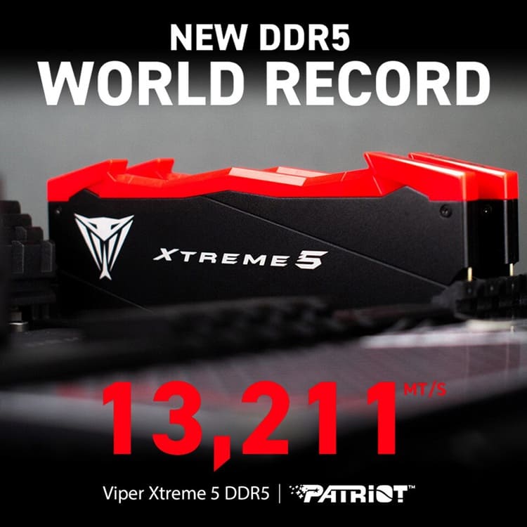 Patriot Viper Xtreme 5 DDR5 supera los 13.200 MT/s y establece un nuevo récord mundial