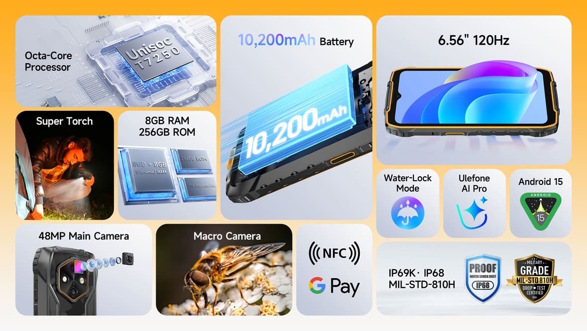 Ulefone RugKing 4 Pro: smartphone todoterreno con batería de 10.200 mAh y Android 15