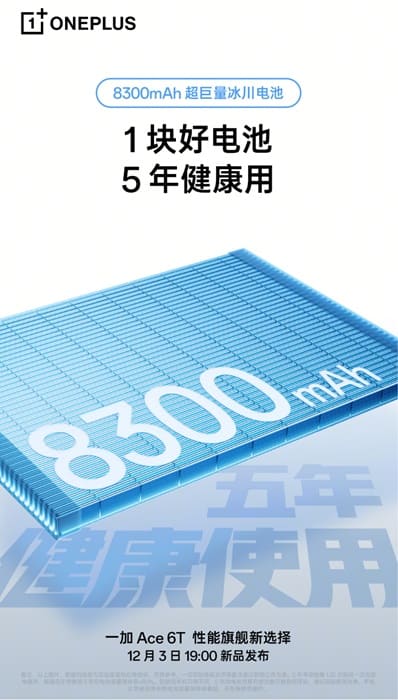 OnePlus Ace 6T: batería de 8.300 mAh y pantalla de 165 Hz para el nuevo flagship chino