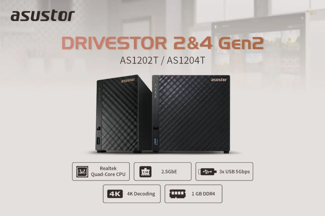 ASUSTOR Drivestor Gen2 AS12: nueva generación de NAS domésticos con CPU Realtek y conectividad 2.5 GbE