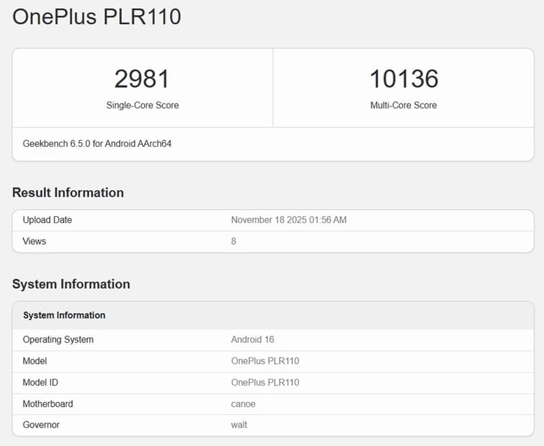 OnePlus Ace 6T: primeros benchmarks confirman el rendimiento del Snapdragon 8 Gen 5 y un lanzamiento inminente