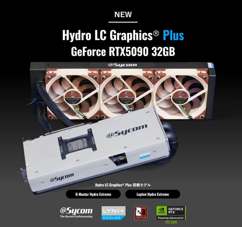 Sycom lanza su RTX 5090 Hydro LC Plus: refrigeración líquida total con Noctua y bloque Lynk