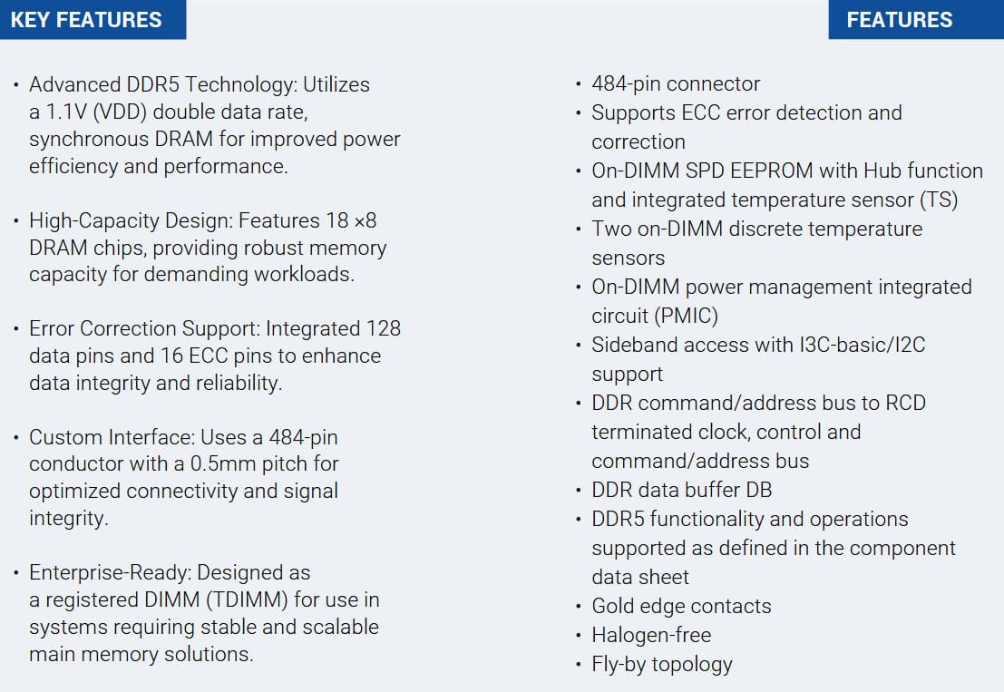 Tachyum TDIMM: nuevo estándar de memoria que duplica el ancho de banda DDR5 y apunta a la era de la IA asequible