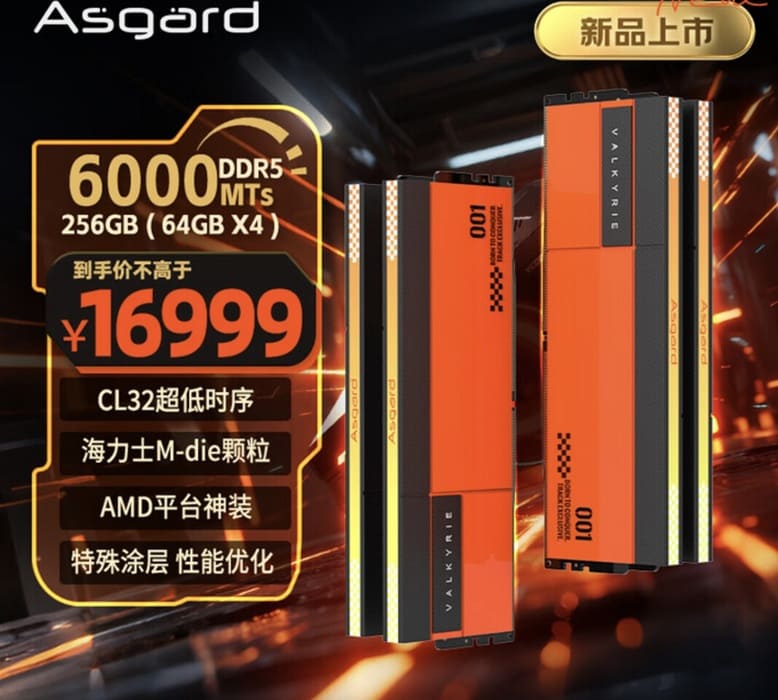 Asgard dispara el precio de sus kits DDR5 de 256 GB y 192 GB en China