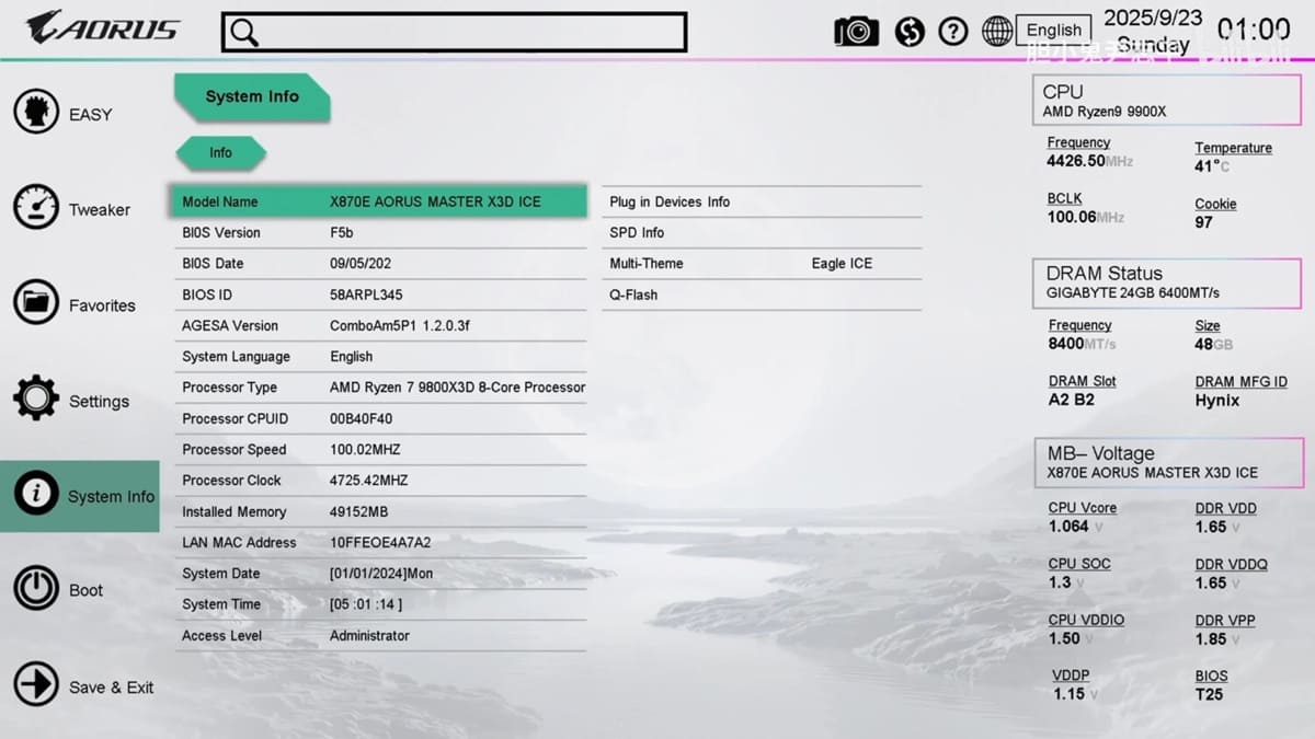 Filtrado un nuevo BIOS AORUS con IA y funciones “X3D 2.0” en placas X870E
