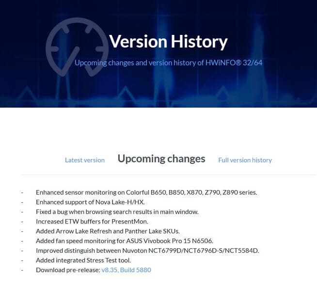 HWiNFO adelanta soporte para Intel Nova Lake-H y Nova Lake-HX en portátiles gaming y estaciones móviles