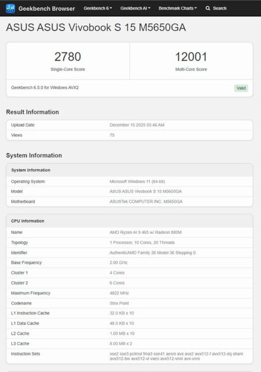 El Ryzen AI 9 465 aparece en Geekbench como refresco de Strix Point