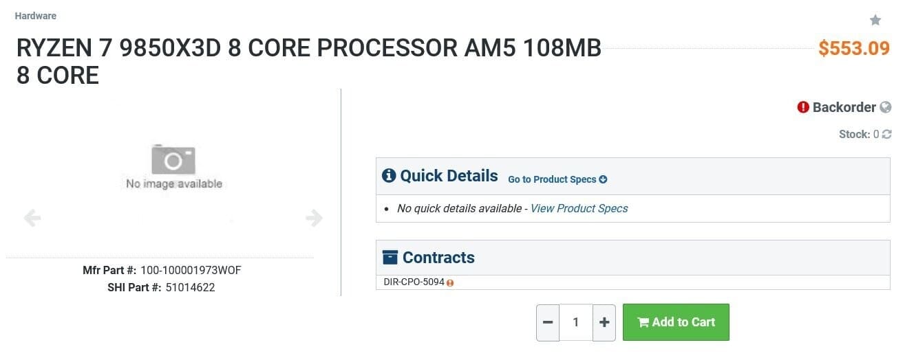 El Ryzen 7 9850X3D empieza a aparecer en tiendas con un precio filtrado