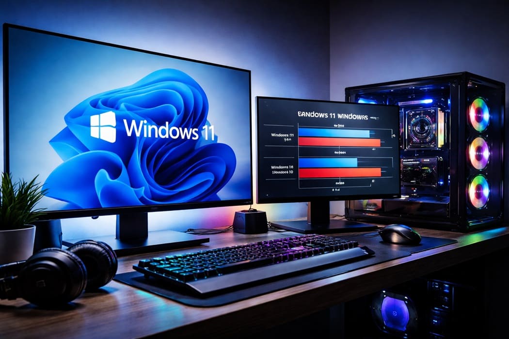 Windows-11-25H2-vs-Windows-10-22H2-gaming rendimiento portada