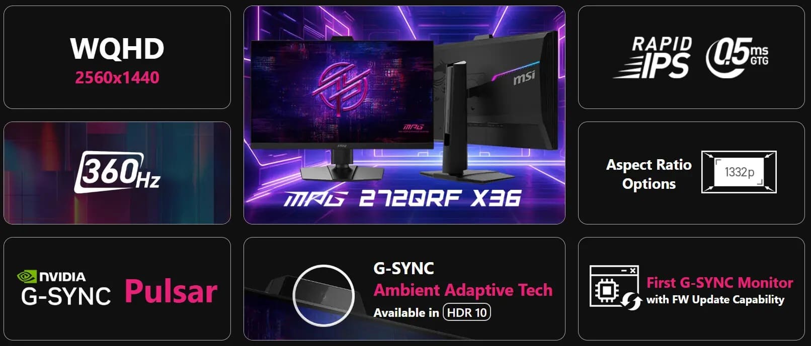 MSI MPG 272QRF X36 apuesta por 360 Hz en WQHD con G-SYNC Pulsar para esports