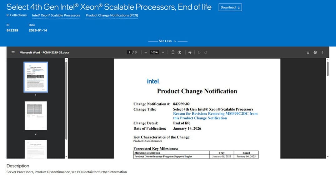 Intel inicia la retirada de Alder Lake-S y prepara el adiós progresivo a varios Xeon Sapphire Rapids