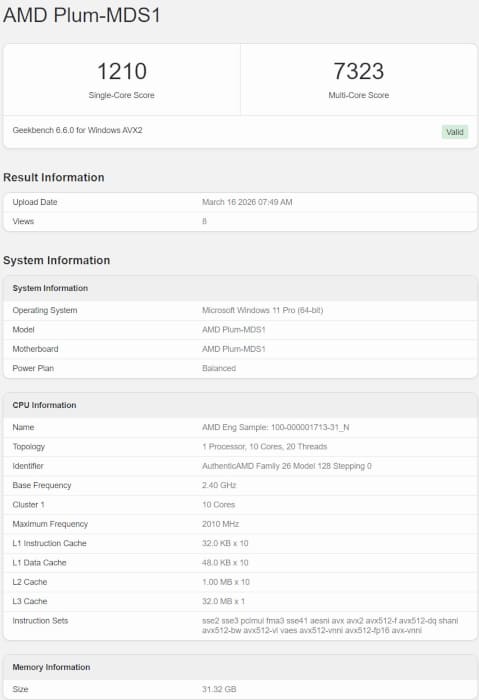 AMD prueba un Ryzen 9 de 10 núcleos en la plataforma Medusa Point con 32 MB de caché L3