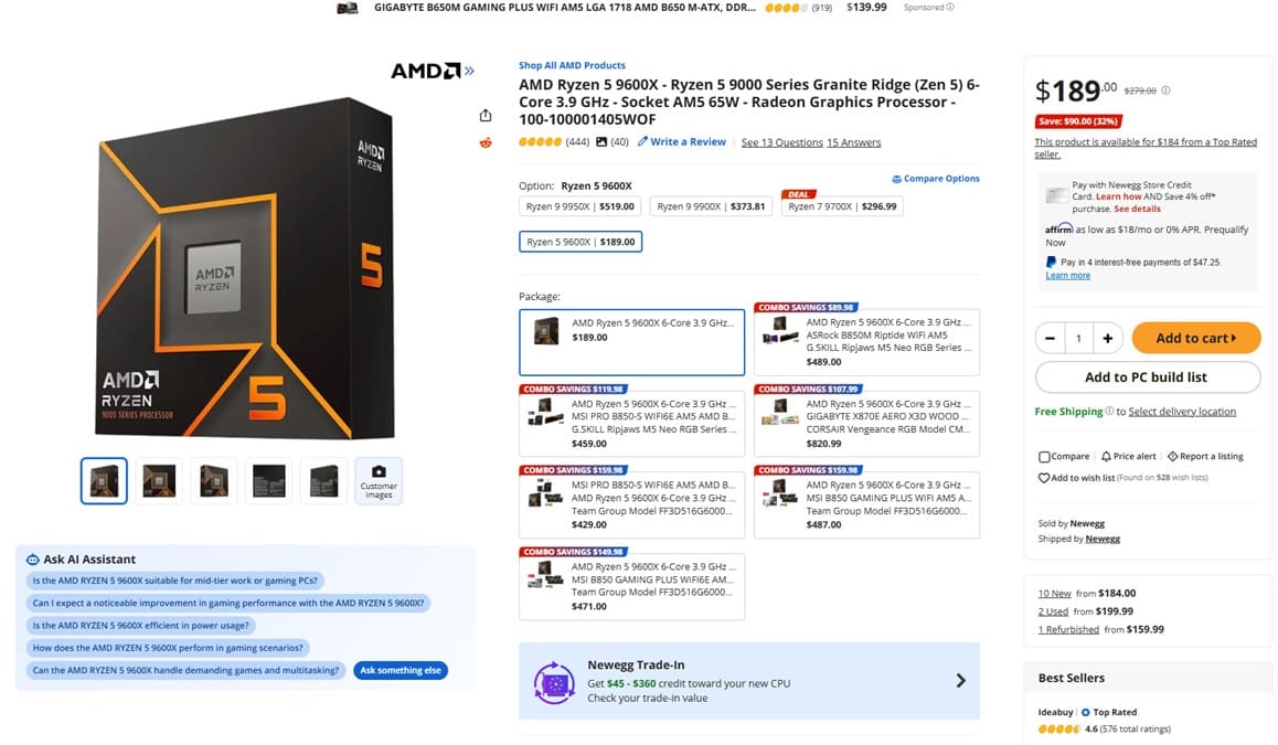 AMD desploma el precio del Ryzen 5 9600X ante la nueva serie de Intel