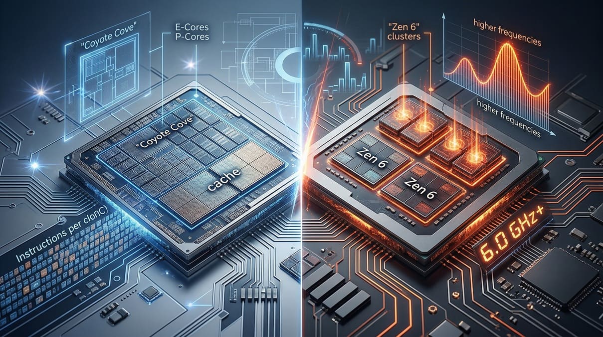 Intel Nova Lake vs AMD Zen 6 portada