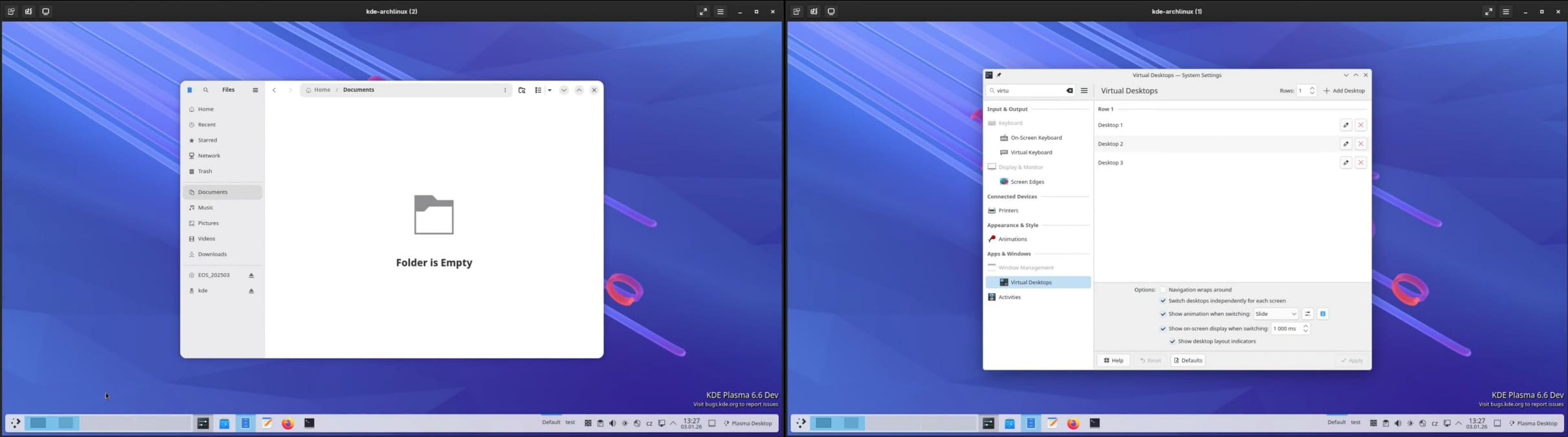 KDE Plasma 6.7 introduce escritorios virtuales por monitor y cambia el flujo de trabajo en Linux