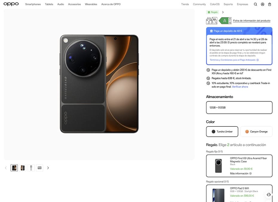 OPPO Find X9 Ultra abre reservas en Europa con 12 GB de RAM y lanzamiento global el 21 de abril