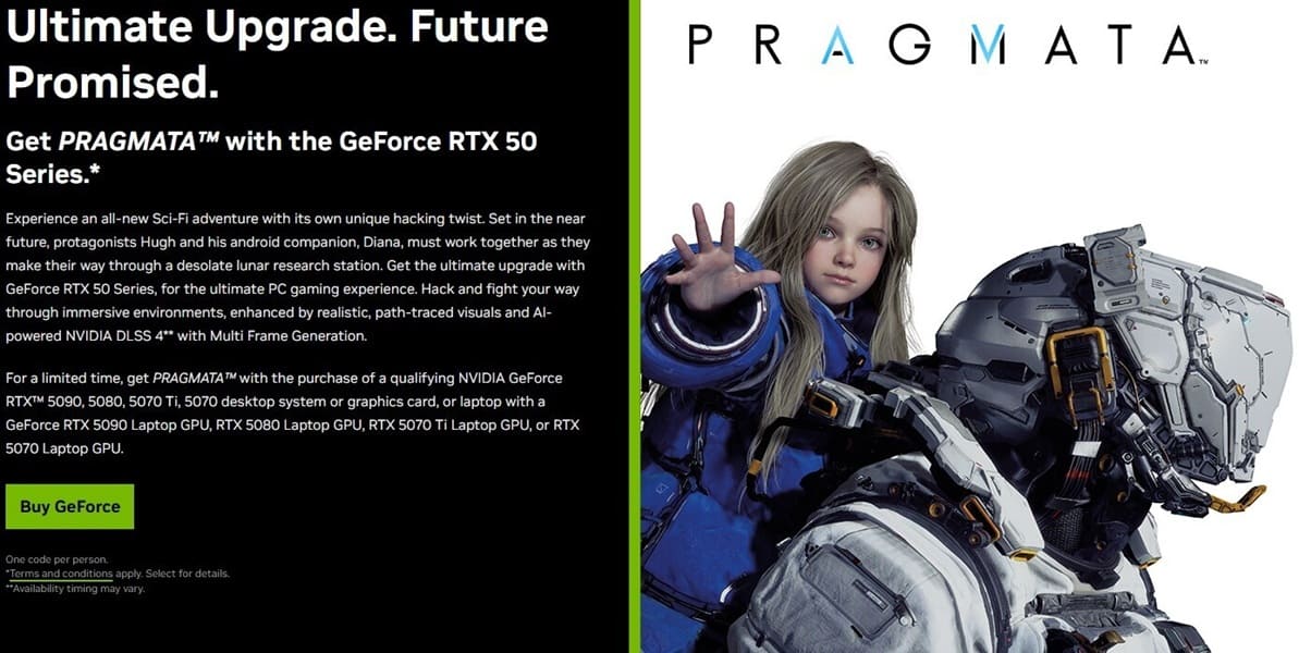 NVIDIA regala Pragmata con las RTX 50 Series y refuerza su apuesta por path tracing y DLSS 4