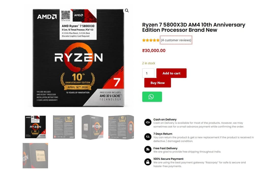 AMD Ryzen 7 5800X3D 10th Anniversary Edition reaparece para dar una última vida al socket AM4