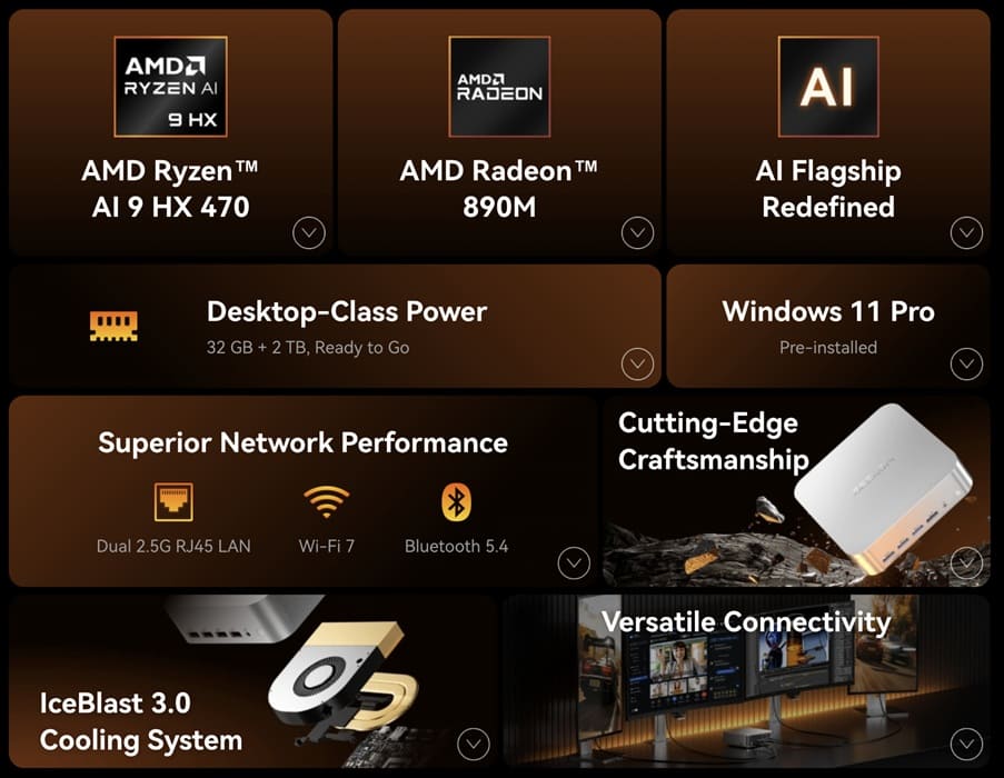 Geekom A9 Max 2026 se actualiza con Ryzen AI 9 HX 470, IceBlast 3.0 y doble USB4