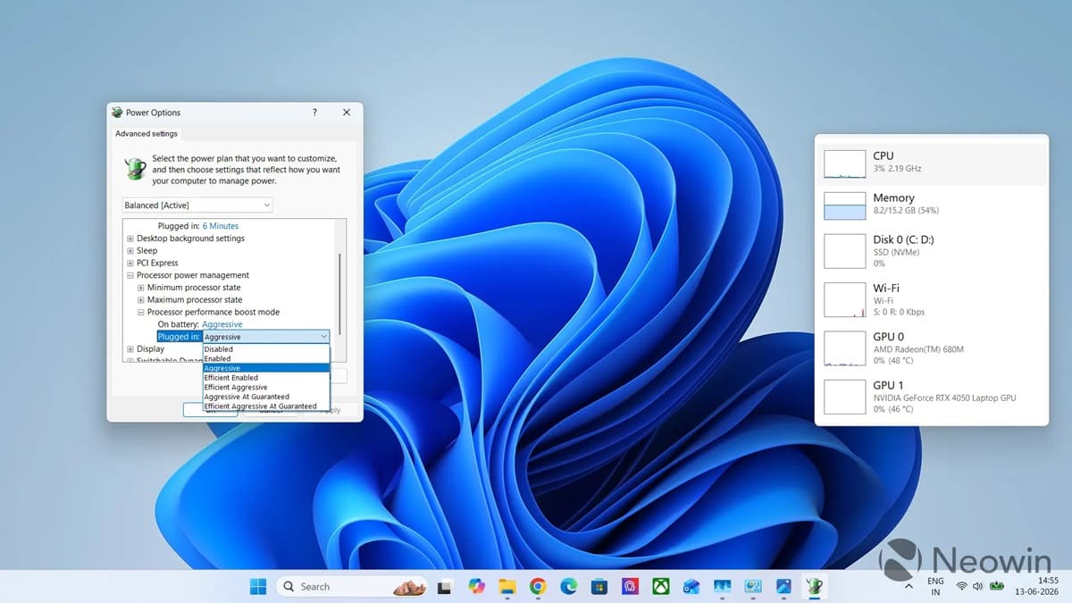 Windows 11 oculta un ajuste para controlar el boost de CPU mediante el Registro