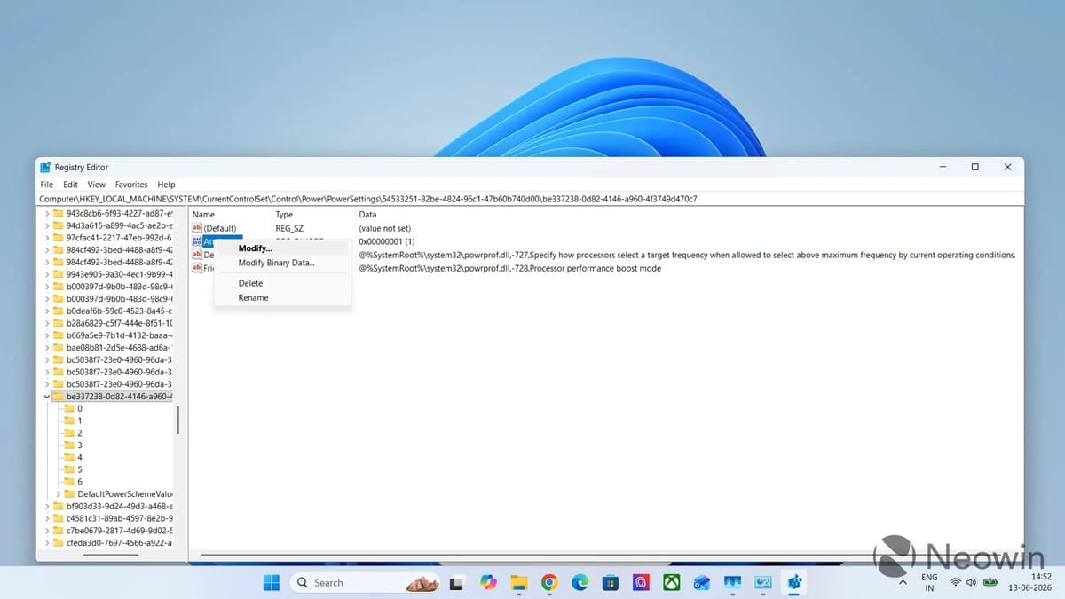 Windows 11 oculta un ajuste para controlar el boost de CPU mediante el Registro