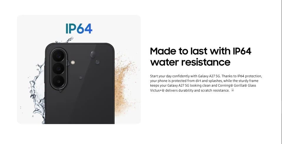 Samsung Galaxy A27 5G aparece con Snapdragon 6 Gen 3, panel Super AMOLED de 120 Hz, cámara de 50 MP y 6 años de soporte