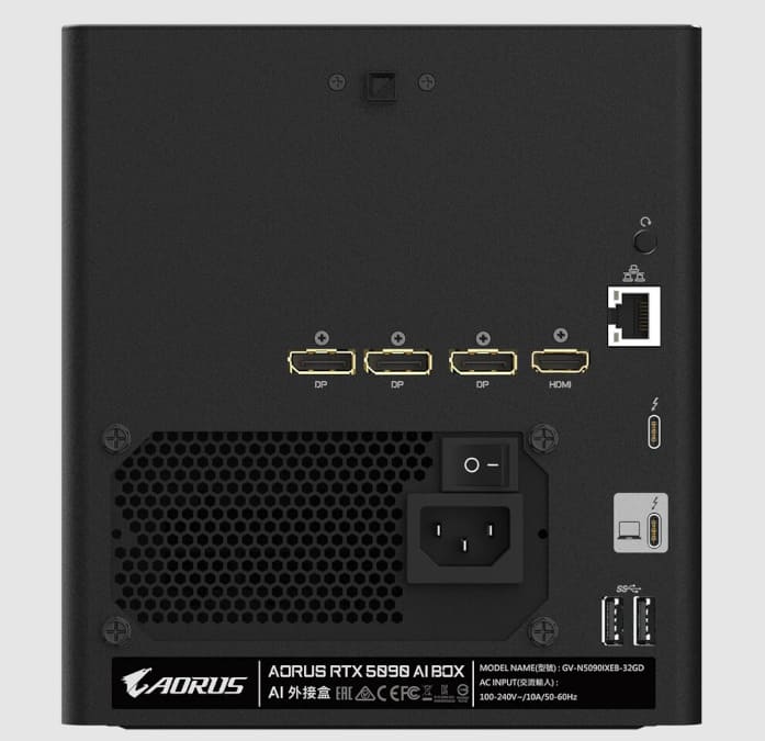 Gigabyte AORUS RTX 5090 AI BOX y RTX 5060 Ti AI BOX llevan Blackwell, Thunderbolt 5 e IA local a portátiles ligeros