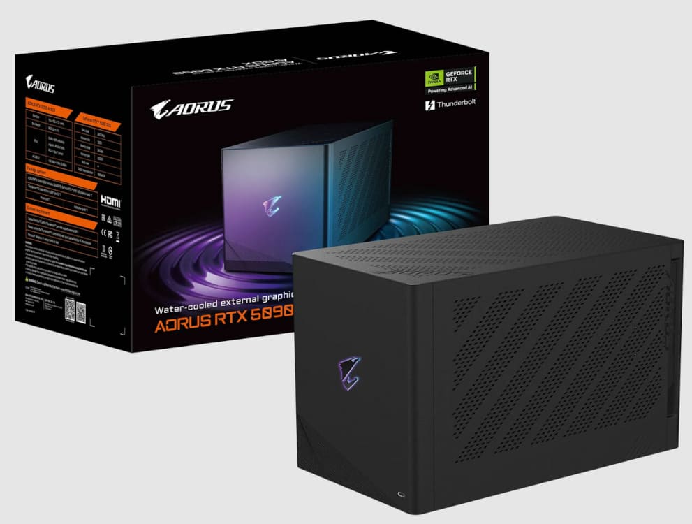 Gigabyte AORUS RTX 5090 AI BOX y RTX 5060 Ti AI BOX llevan Blackwell, Thunderbolt 5 e IA local a portátiles ligeros
