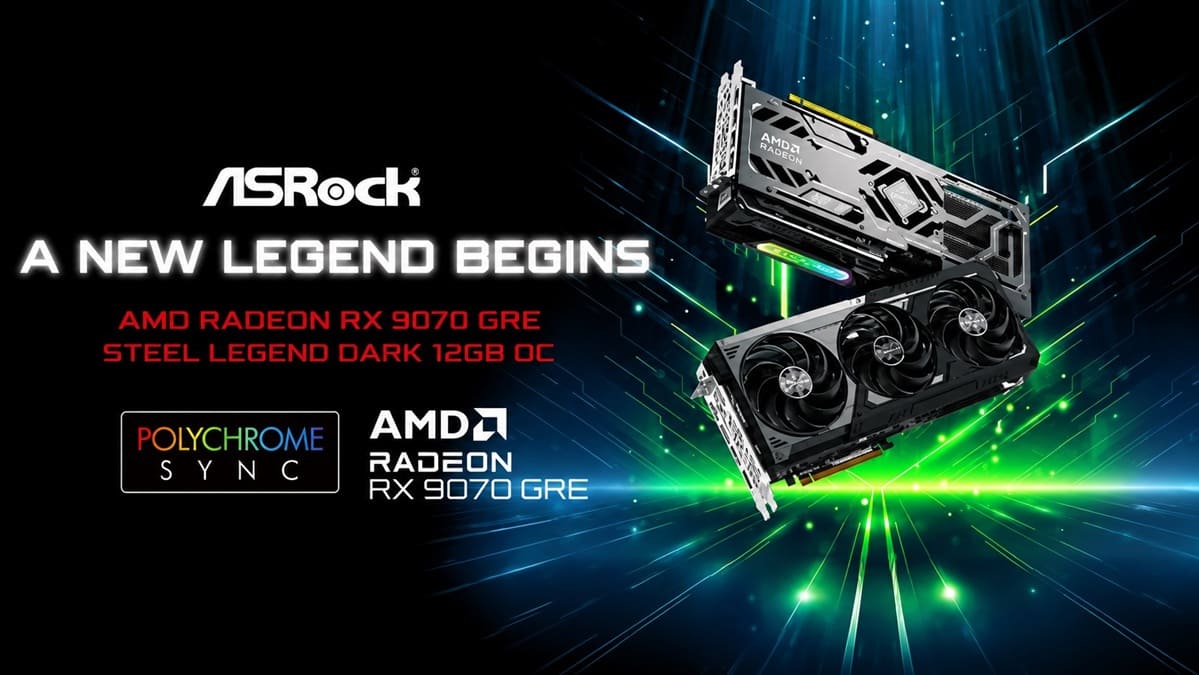 ASRock Radeon RX 9070 GRE Steel Legend Dark llega a Computex 2026 con 12 GB, triple ventilador y boost de 2.920 MHz