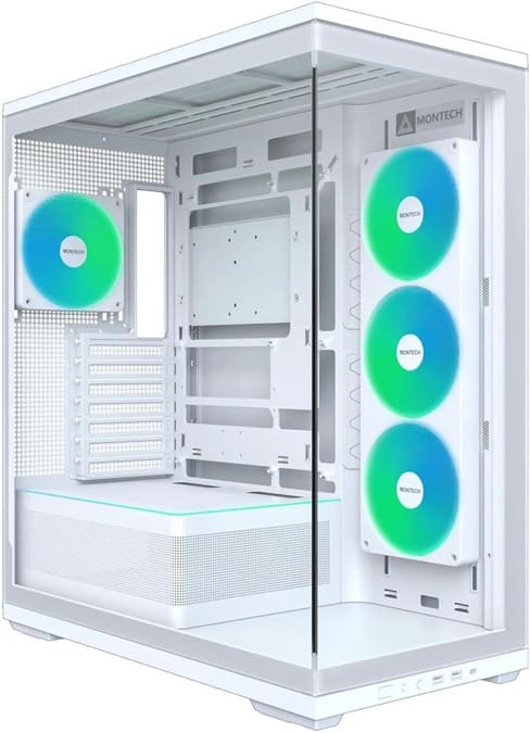 Montech TG3 llega como caja semitorre ATX sin pilar, doble vidrio templado y ventilación ARGB desde 60$