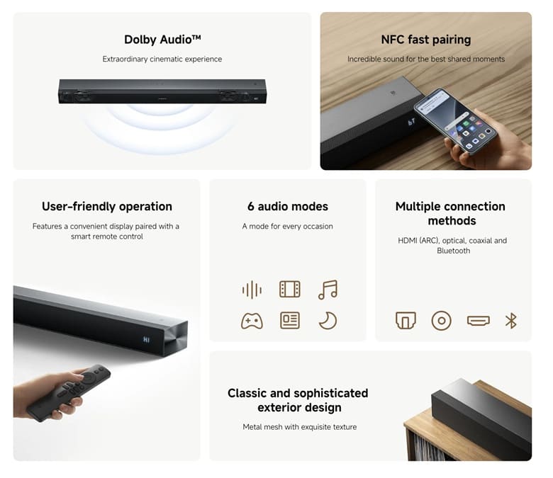 Xiaomi Soundbar Pro 2.0 ch llega con Dolby Audio, 84W y precio de 89,90£