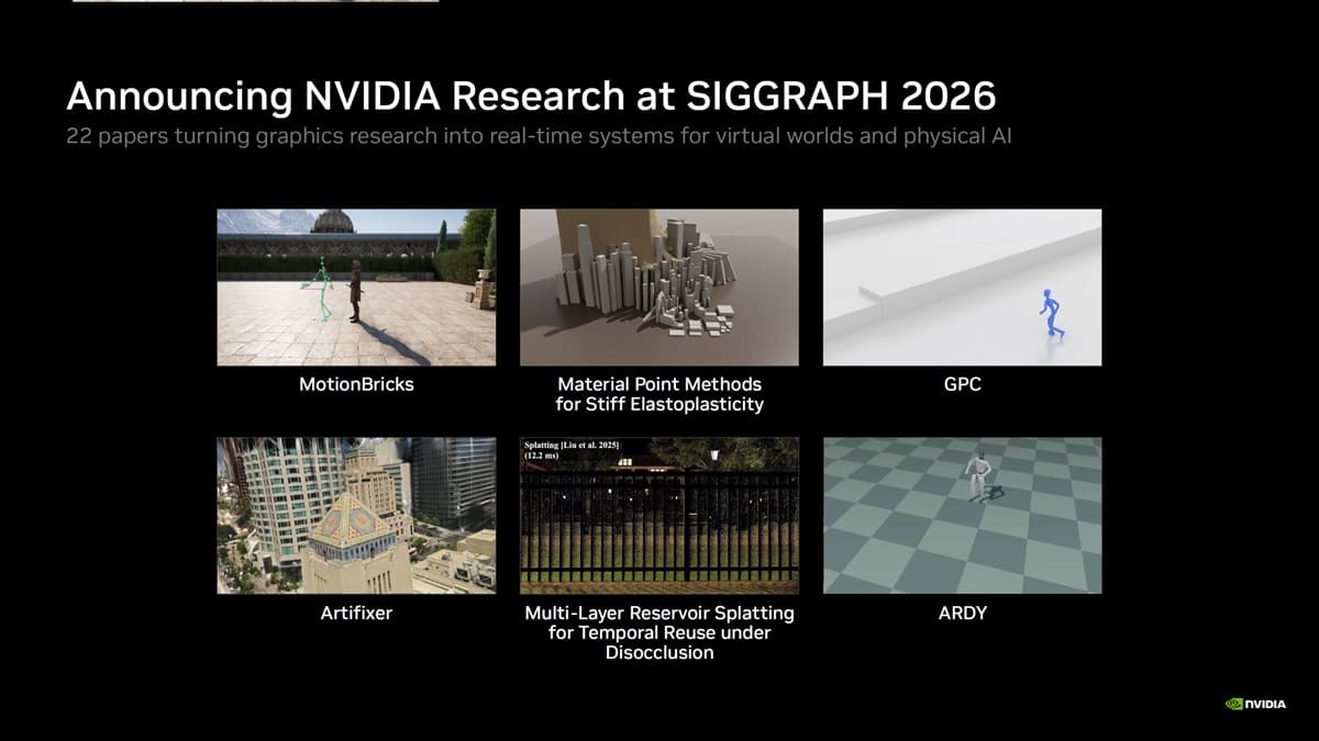 NVIDIA presenta MotionBricks y ArtiFixer para impulsar la IA física en SIGGRAPH 2026