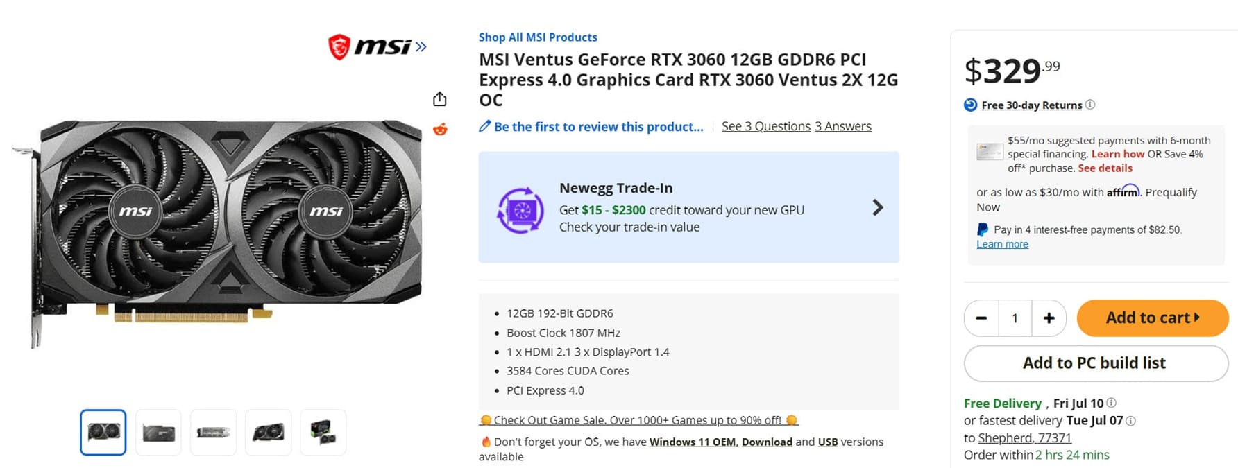 La GeForce RTX 3060 12 GB vuelve a tiendas por 329$ y 333€ en plena crisis de DRAM
