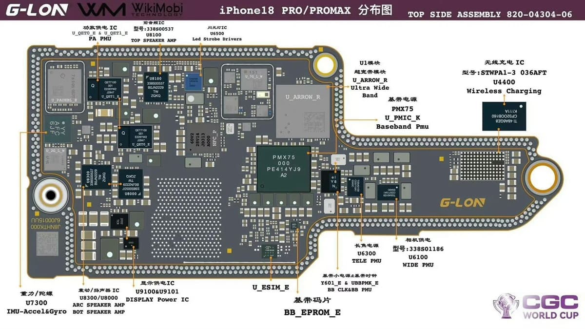 iPhone 18 Pro se deja ver con placa lógica rediseñada, A20 Pro a 2 nm y posible RAM LPDDR6 de 96 bits