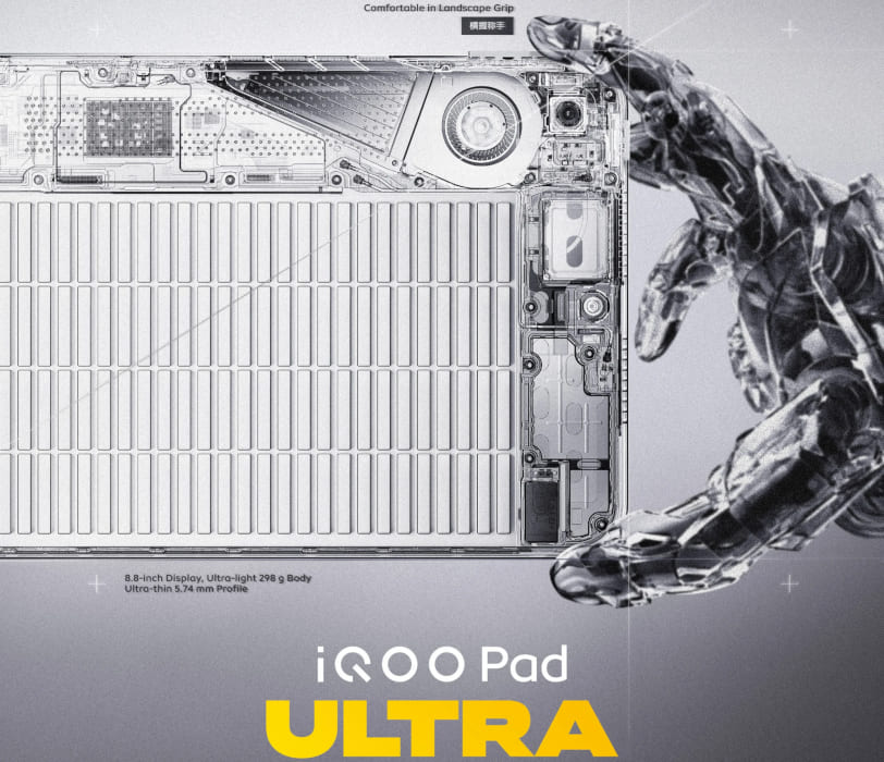 iQOO Pad Ultra pesa 298 g y monta un ventilador de 14.500 RPM en solo 5,74 mm