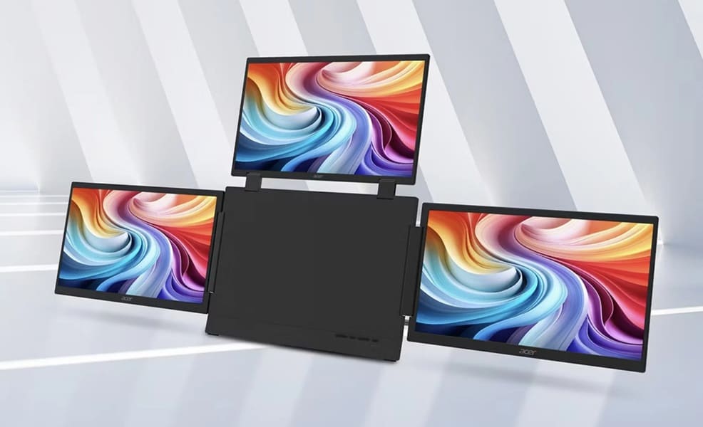 Acer lleva a IFA 2026 un monitor portátil con tres paneles Full HD de 15,6 pulgadas por 349€