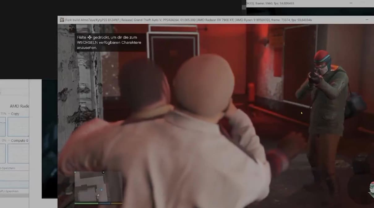 KytyPS5 ya ejecuta GTA V de PS5 entre 40 y 60 FPS en PC, aunque solo durante unos minutos