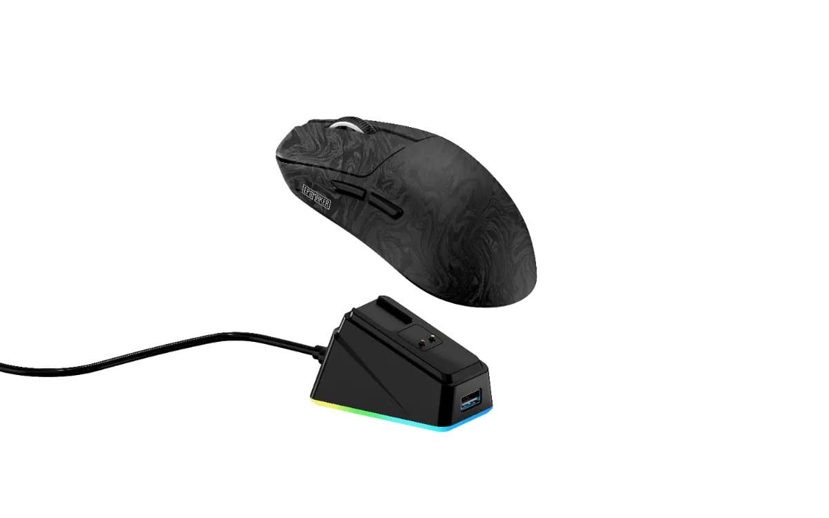 Epomaker prepara el EM3, un ratón inalámbrico de 56 g con base de carga RGB y sensor PixArt PAW3315