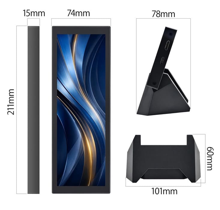 JAPANNEXT JN-MD-IPS7443: pantalla portátil vertical IPS de 7,8 pulgadas y 400 × 1.280 píxeles