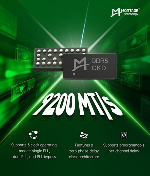 Montage inicia la producción masiva del CK01P para memorias DDR5 de hasta 9.200 MT/s